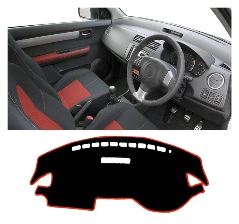 Armaturenbrett-Matte Für Suzuki Für Swift Sport 2005-2010 Auto Dashboard Abdeckung Vermeiden Licht Pads Nicht-Slip Teppiche Innen Zubehör Armaturenbrett Abdeckung(RHD Red Side) von ONETREND