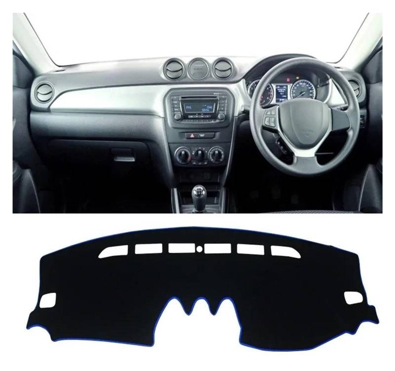 Armaturenbrett-Matte Für Suzuki Für Vitara LY 2015 2016 2017 2018 2019 2020 2021 2022 Auto Dashboard Abdeckung Vermeiden Licht Matte Instrument Teppich Armaturenbrett Abdeckung(A RHD Blue Side) von ONETREND