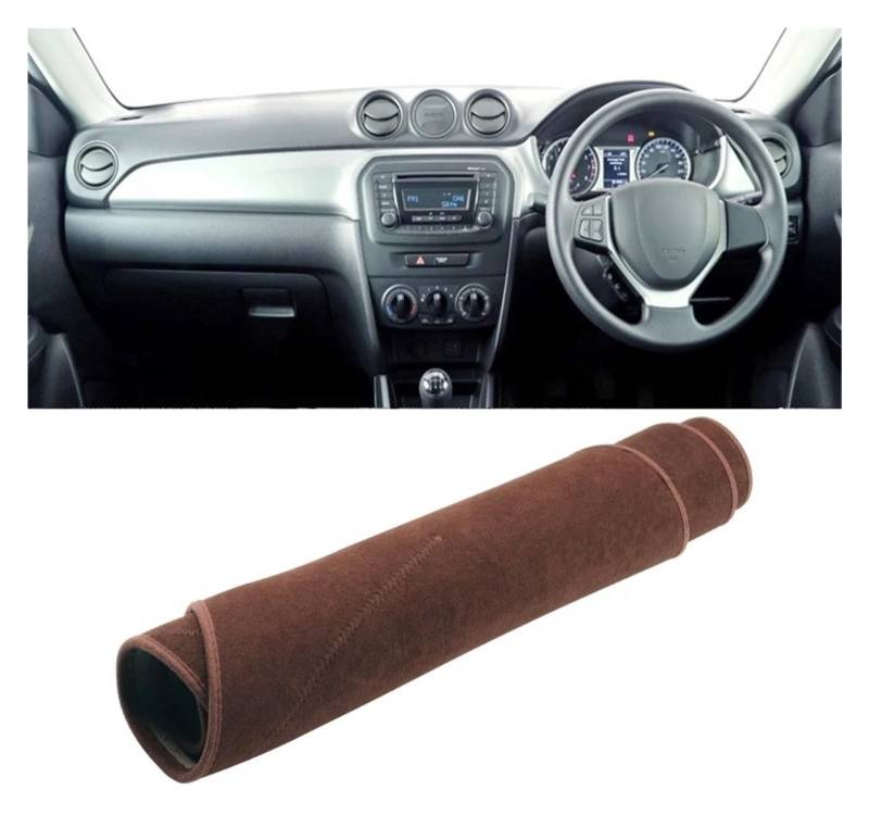 Armaturenbrett-Matte Für Suzuki Für Vitara LY 2015 2016 2017 2018 2019 2020 2021 2022 Auto Dashboard Abdeckung Vermeiden Licht Matte Instrument Teppich Armaturenbrett Abdeckung(B RHD Brown) von ONETREND