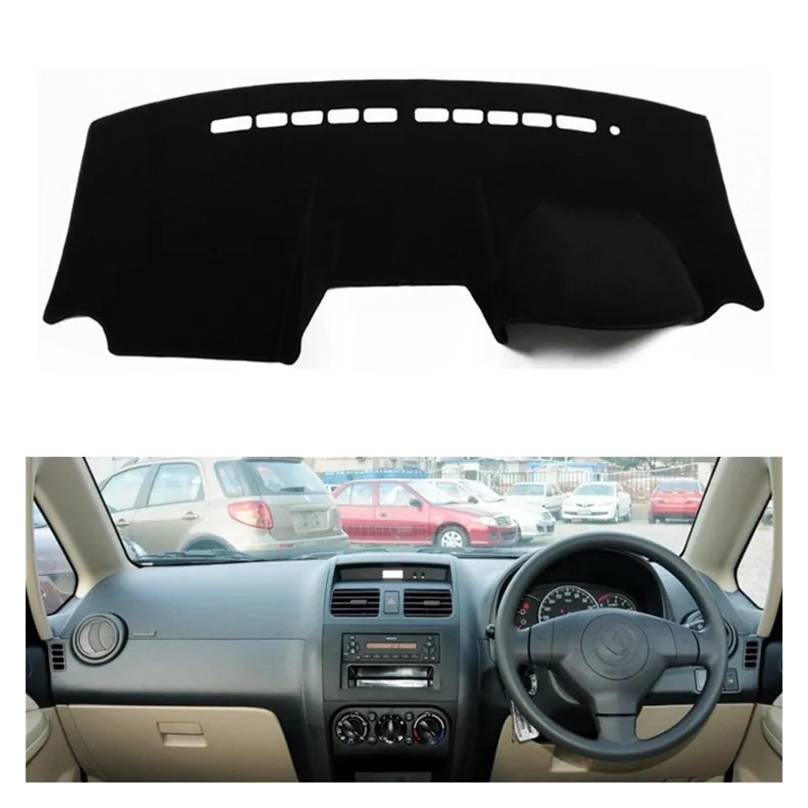 Armaturenbrett-Matte Für Suzuki SX4 2006-2016 Dashmat Dashboard Abdeckung Matte Teppich Instrument Sonnenschutzdach Schützen Teppich Auto Zubehör Armaturenbrett Abdeckung(RHD Without Storage) von ONETREND