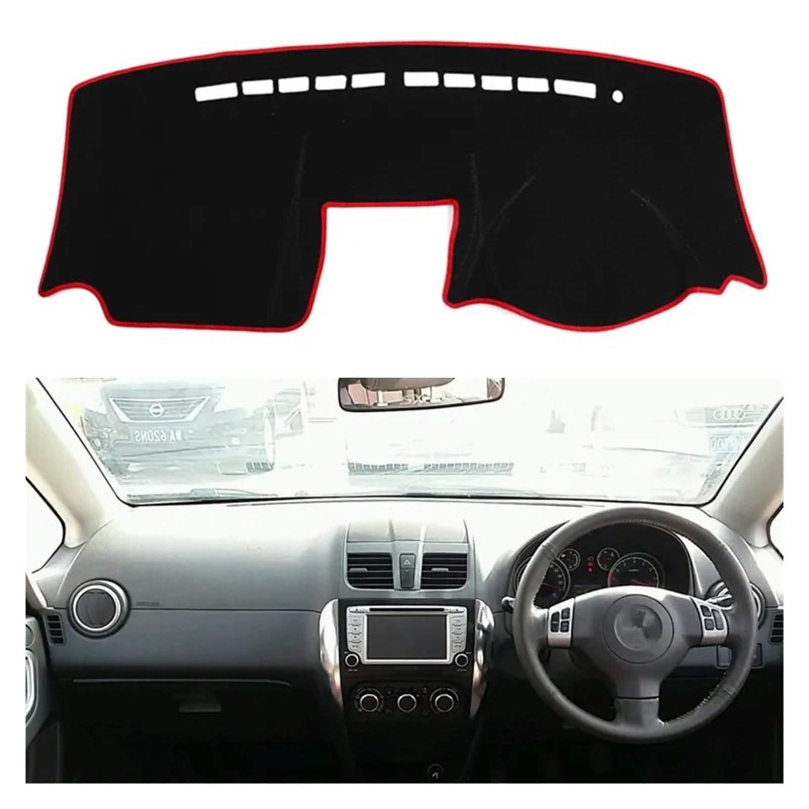 Armaturenbrett-Matte Für Suzuki SX4 2006-2016 Dashmat Dashboard Abdeckung Matte Teppich Instrument Sonnenschutzdach Schützen Teppich Auto Zubehör Armaturenbrett Abdeckung(RHD with Storage Box) von ONETREND