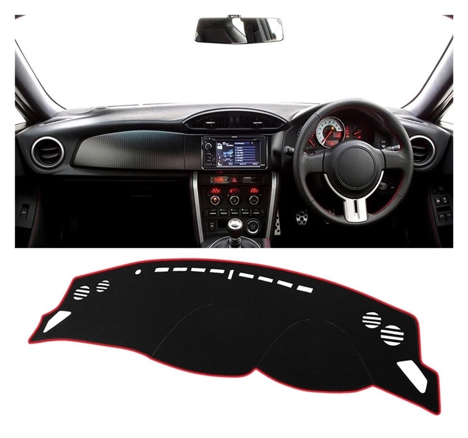 Armaturenbrett-Matte Für Toyota 86 GT86 2012 2013 2014 2015 2016 2017 2018 2019 2020 Auto Dashboard Abdeckung Dash Matte Sonnenschutz Nicht-Slip Pad Armaturenbrett Abdeckung(A Red Side RHD) von ONETREND