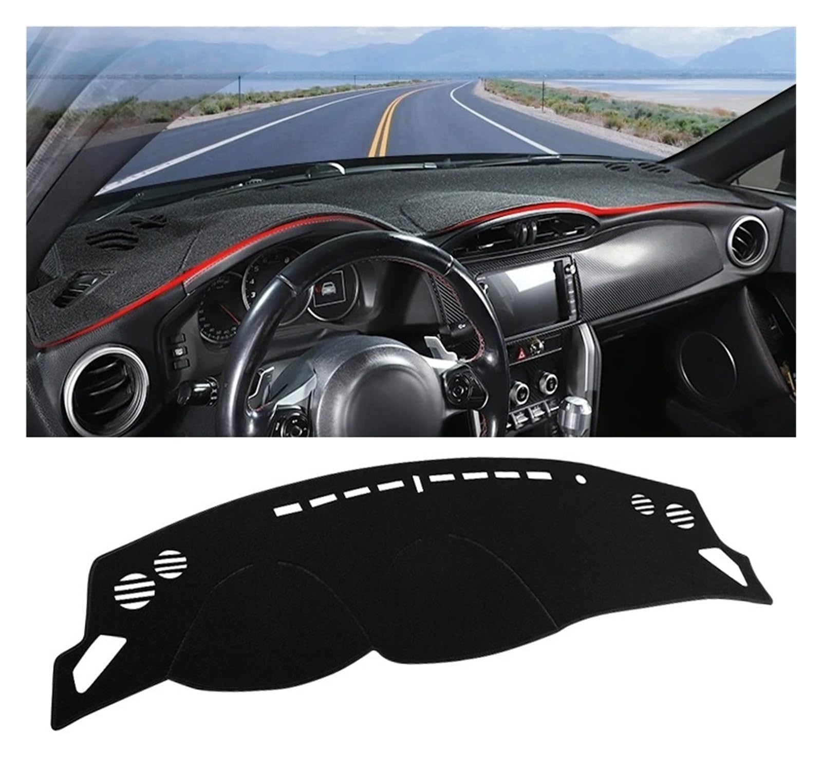 Armaturenbrett-Matte Für Toyota 86 GT86 ZN6 2012 2013 2014 2015 2016 2017 2018 2019 2020 Auto Dashboard Abdeckung Nicht-Slip Matte Pads Armaturenbrett Abdeckung(A LHD Black Side) von ONETREND