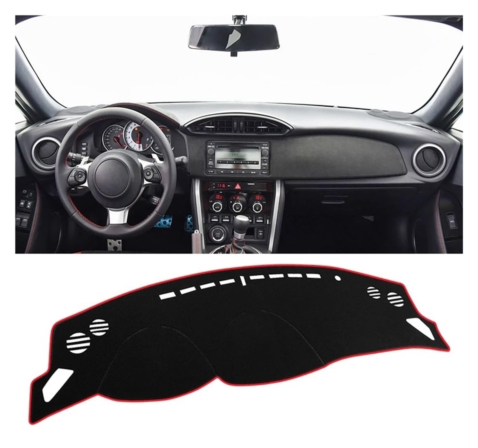Armaturenbrett-Matte Für Toyota 86 GT86 ZN6 2012 2013 2014 2015 2016 2017 2018 2019 2020 Auto Dashboard Abdeckung Nicht-Slip Matte Pads Armaturenbrett Abdeckung(A LHD Red Side) von ONETREND