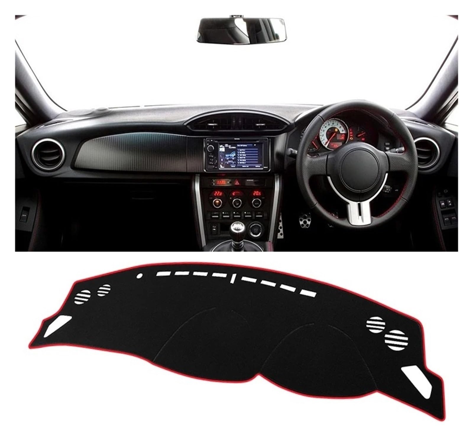 Armaturenbrett-Matte Für Toyota 86 GT86 ZN6 2012 2013 2014 2015 2016 2017 2018 2019 2020 Auto Dashboard Abdeckung Nicht-Slip Matte Pads Armaturenbrett Abdeckung(A RHD Red Side) von ONETREND