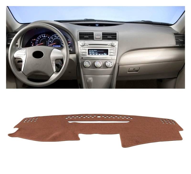 Armaturenbrett-Matte Für Toyota Für Camry XV40 2007 2008 2009 2010 2011 Auto Dashboard Abdeckung Nicht-Slip Teppiche Anti-Uv Fall Vermeiden Licht Pads Zubehör Armaturenbrett Abdeckung(LHD Brown) von ONETREND