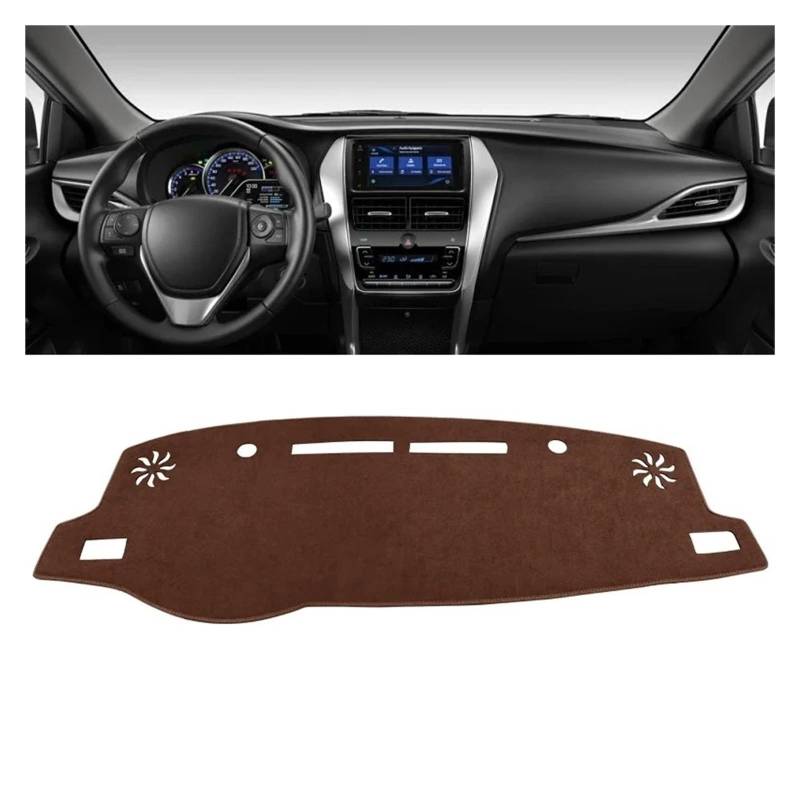 Armaturenbrett-Matte Für Toyota Für Vios 2019 2020 2021 2022 2023 Auto Dashboard Abdeckung Dash Matte Sonnenschutz Nicht-Slip Pad Zubehör Armaturenbrett Abdeckung(B LHD Brown) von ONETREND