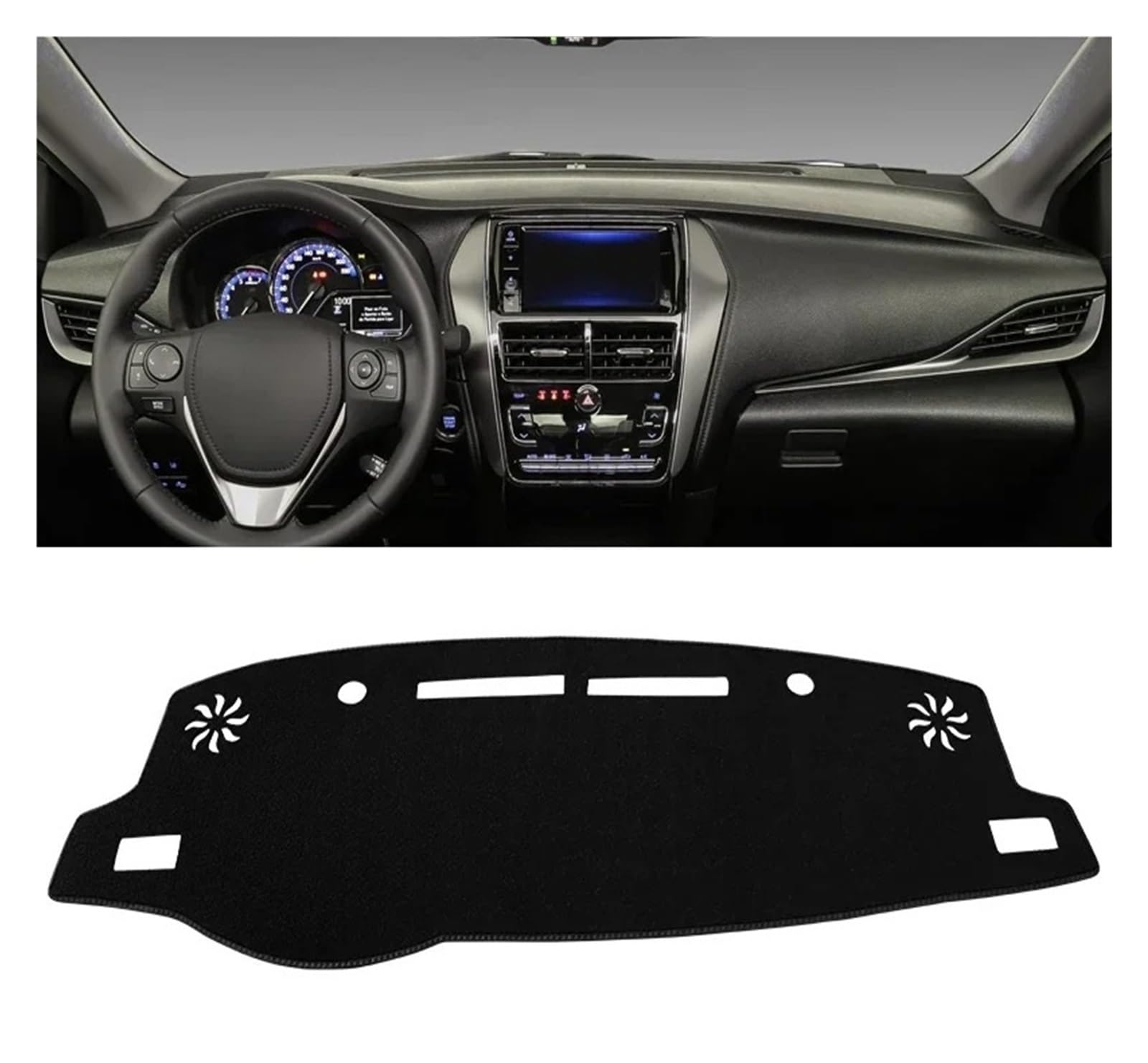 Armaturenbrett-Matte Für Toyota Für Yaris Für Ativ 2019 2020 2021 2022 2023 Auto Dashboard Abdeckung Dash Matte Sonnenschutz Nicht-Slip Pad Zubehör Armaturenbrett Abdeckung(A LHD Black Side) von ONETREND