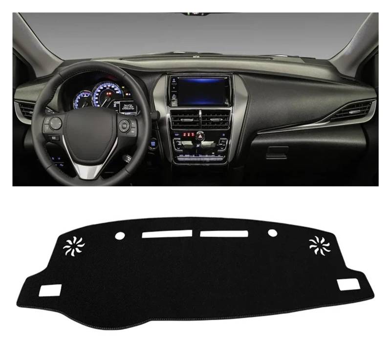 Armaturenbrett-Matte Für Toyota Für Yaris Für Ativ 2019 2020 2021 2022 2023 Auto Dashboard Abdeckung Dash Matte Sonnenschutz Nicht-Slip Pad Zubehör Armaturenbrett Abdeckung(A LHD Black Side) von ONETREND