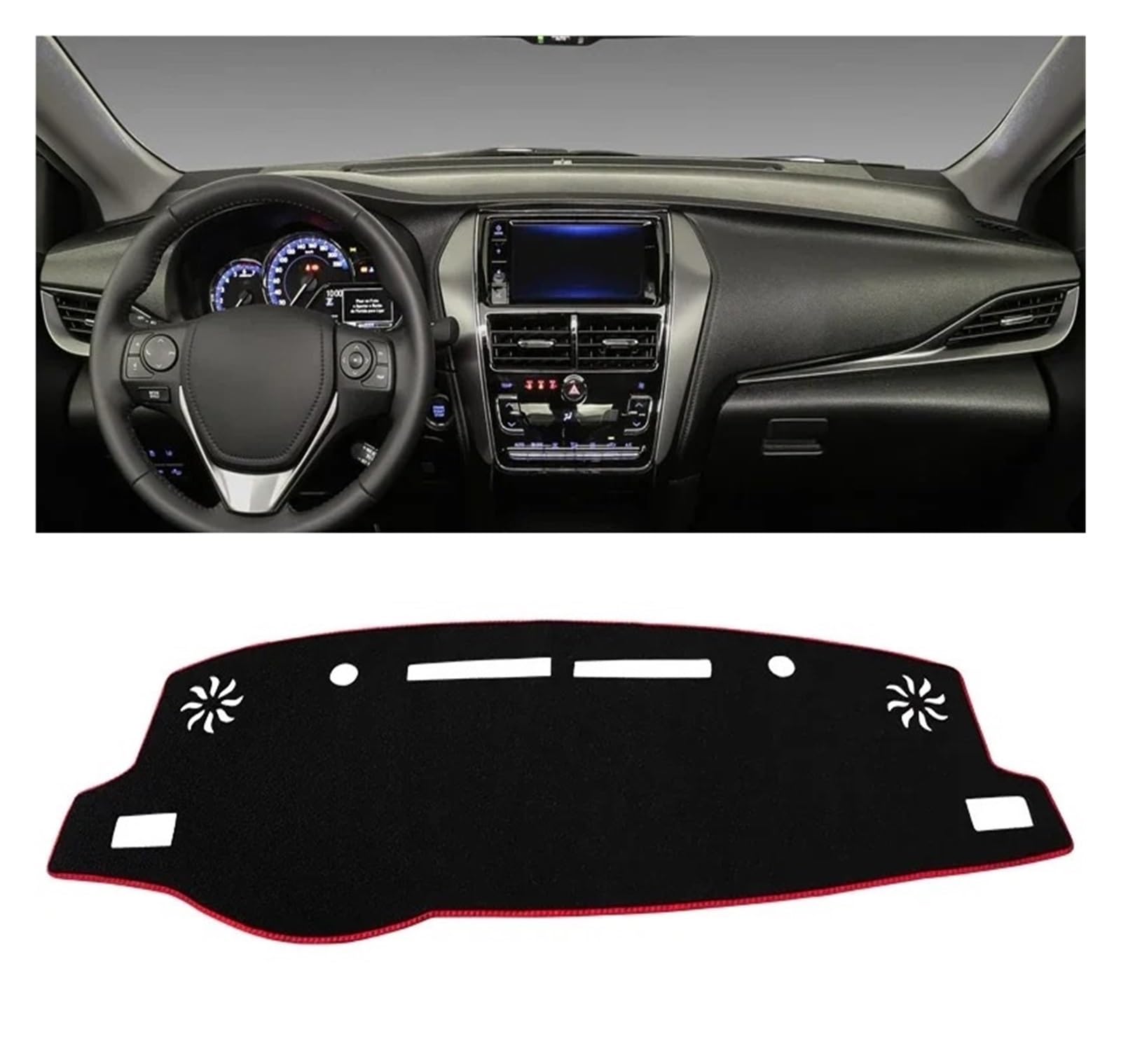 Armaturenbrett-Matte Für Toyota Für Yaris Für Ativ 2019 2020 2021 2022 2023 Auto Dashboard Abdeckung Dash Matte Sonnenschutz Nicht-Slip Pad Zubehör Armaturenbrett Abdeckung(A LHD Red Side) von ONETREND