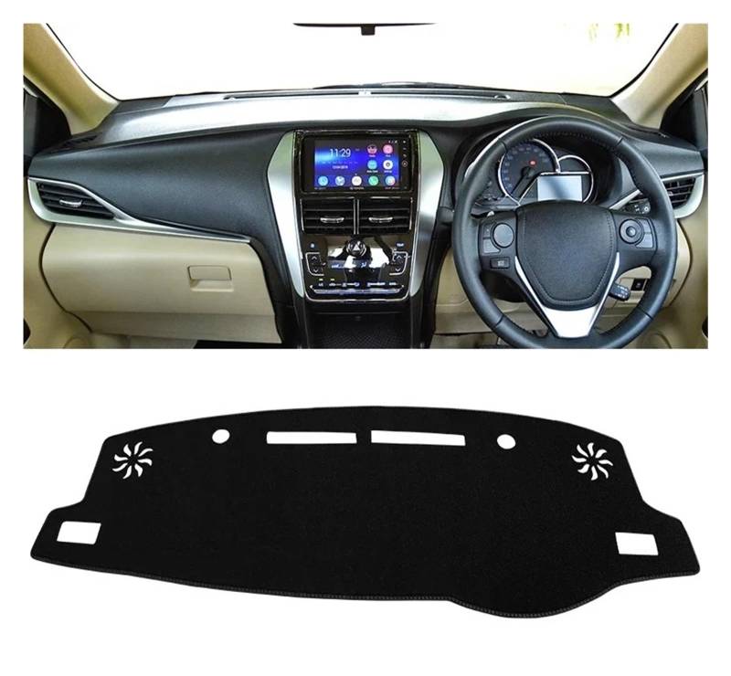 Armaturenbrett-Matte Für Toyota Für Yaris Für Ativ 2019 2020 2021 2022 2023 Auto Dashboard Abdeckung Dash Matte Sonnenschutz Nicht-Slip Pad Zubehör Armaturenbrett Abdeckung(A RHD Black Side) von ONETREND