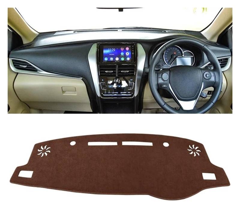 Armaturenbrett-Matte Für Toyota Für Yaris Für Ativ 2019 2020 2021 2022 2023 Auto Dashboard Abdeckung Dash Matte Sonnenschutz Nicht-Slip Pad Zubehör Armaturenbrett Abdeckung(B RHD Brown) von ONETREND