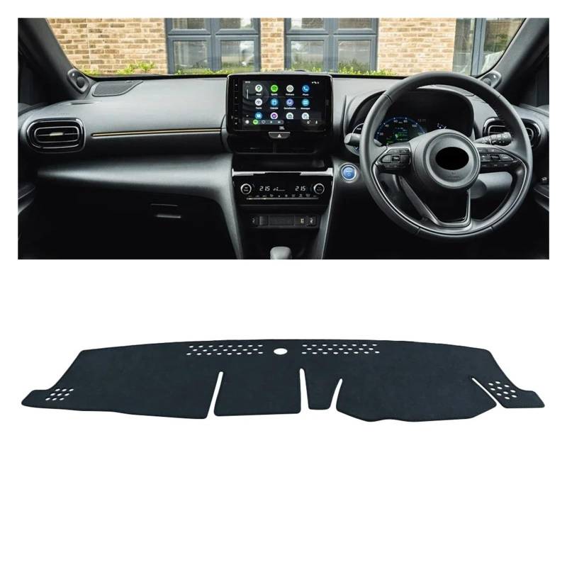 Armaturenbrett-Matte Für Toyota Für Yaris Für Cross XP210 2020 2021 2022 2023 2024 Auto Dashboard Abdeckung Dash Matte Sonnenschutz Nicht-Slip Pad Zubehör Armaturenbrett Abdeckung(RHD Black) von ONETREND