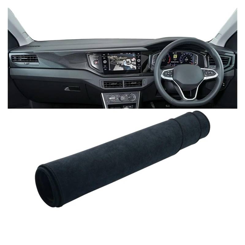 Armaturenbrett-Matte Für VW Für Polo AW AW1 MK6 2017 2018 2019 2020 2021 2022 Auto Dashboard Abdeckung Dash Matte Sonnenschutz Nicht-Slip Pad Zubehör Armaturenbrett Abdeckung(B Black RHD) von ONETREND