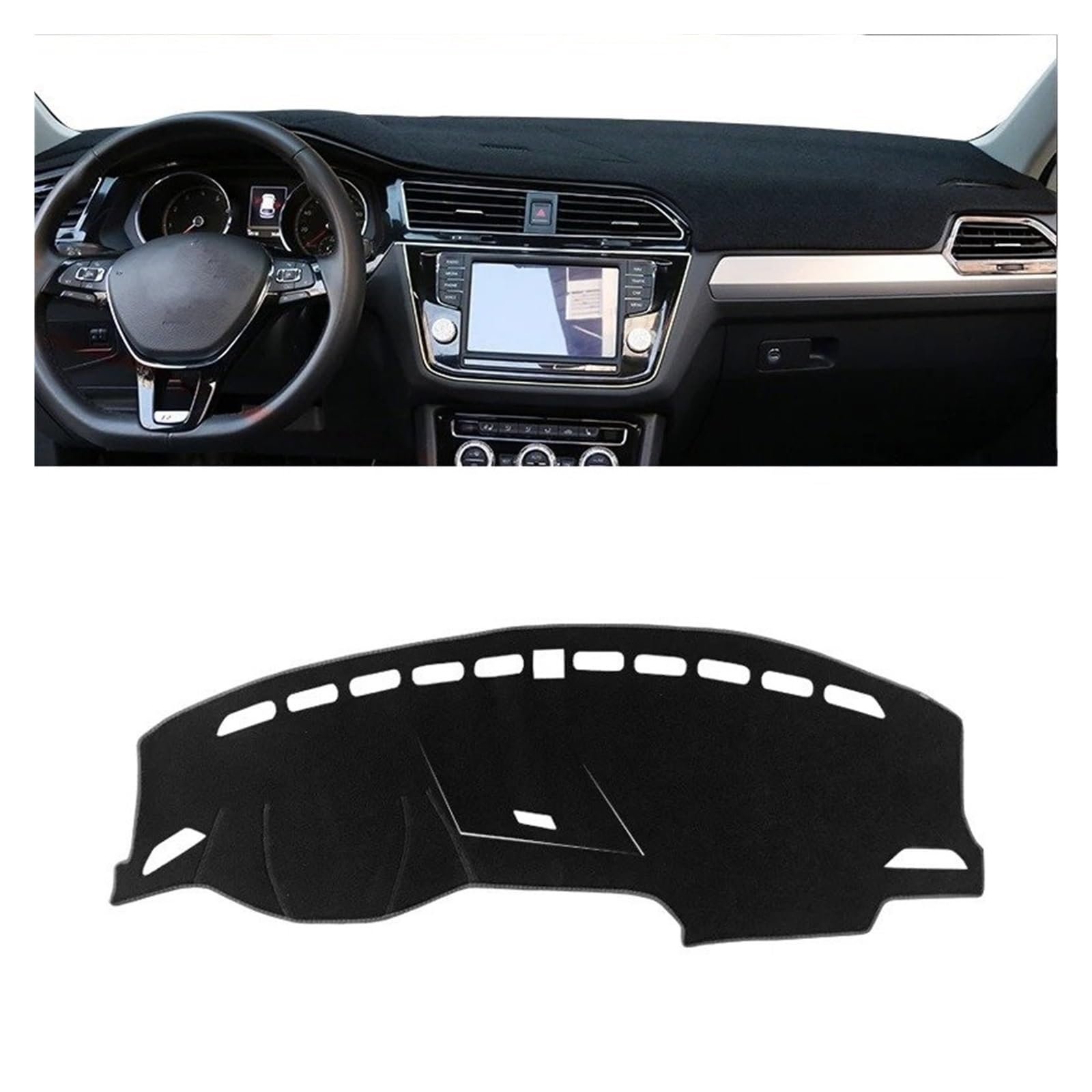 Armaturenbrett-Matte Für VW Für Tiguan 2 MK2 R Linie 2016 2017 2018 2019 2020 2021 2022 2023 Auto Dashboard Abdeckung Dash Sonnenschutz Pad Zubehör Armaturenbrett Abdeckung(A Black Side LHD) von ONETREND