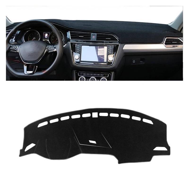 Armaturenbrett-Matte Für VW Für Tiguan 2 MK2 R Linie 2016 2017 2018 2019 2020 2021 2022 2023 Auto Dashboard Abdeckung Dash Sonnenschutz Pad Zubehör Armaturenbrett Abdeckung(A Black Side LHD) von ONETREND