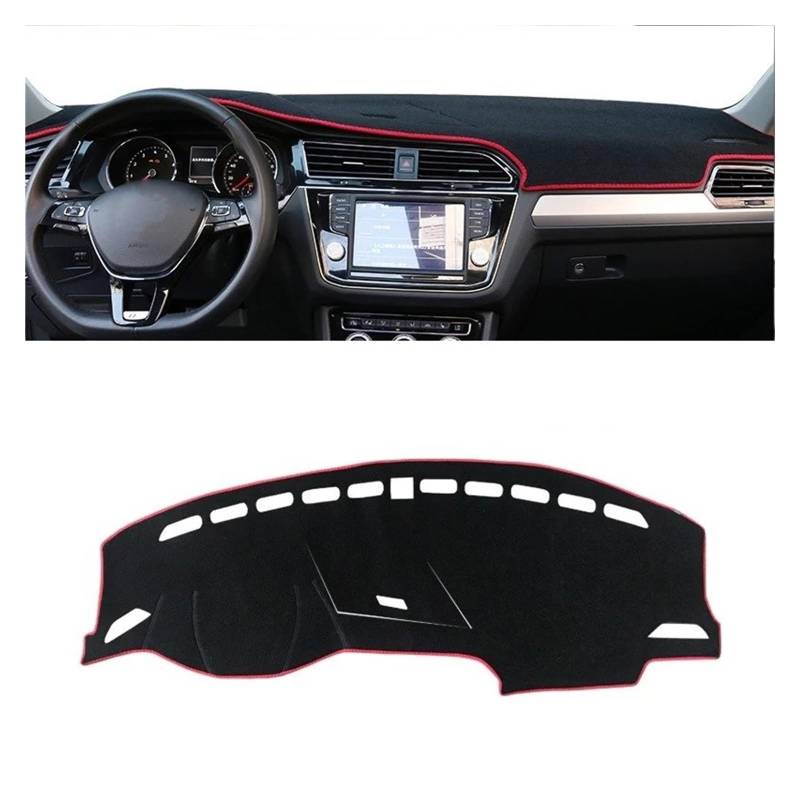 Armaturenbrett-Matte Für VW Für Tiguan 2 MK2 R Linie 2016 2017 2018 2019 2020 2021 2022 2023 Auto Dashboard Abdeckung Dash Sonnenschutz Pad Zubehör Armaturenbrett Abdeckung(A Red Side LHD) von ONETREND