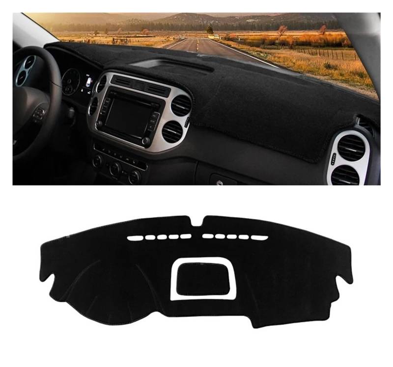 Armaturenbrett-Matte Für VW Für Tiguan 5N 2007 2008 2009 2010 2011 2012 2013 2014 2015 2016 Auto Dashboard Abdeckung Vermeiden Licht Matte Anti-Uv Teppich Armaturenbrett Abdeckung(A Black Side LHD) von ONETREND