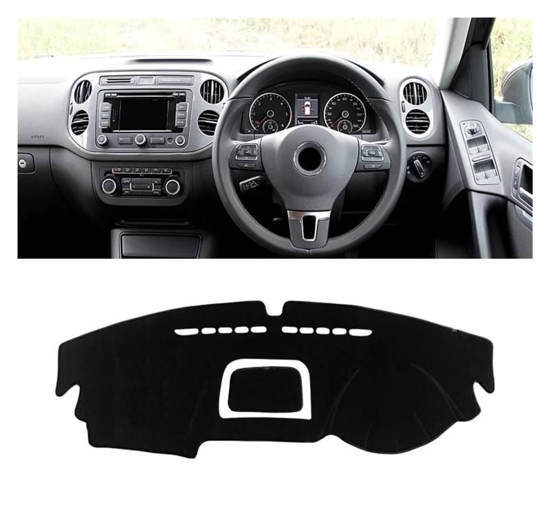 Armaturenbrett-Matte Für VW Für Tiguan 5N 2007 2008 2009 2010 2011 2012 2013 2014 2015 2016 Auto Dashboard Abdeckung Vermeiden Licht Matte Anti-Uv Teppich Armaturenbrett Abdeckung(A Black Side RHD) von ONETREND