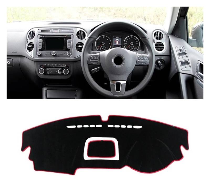 Armaturenbrett-Matte Für VW Für Tiguan 5N 2007 2008 2009 2010 2011 2012 2013 2014 2015 2016 Auto Dashboard Abdeckung Vermeiden Licht Matte Anti-Uv Teppich Armaturenbrett Abdeckung(A Red Side RHD) von ONETREND
