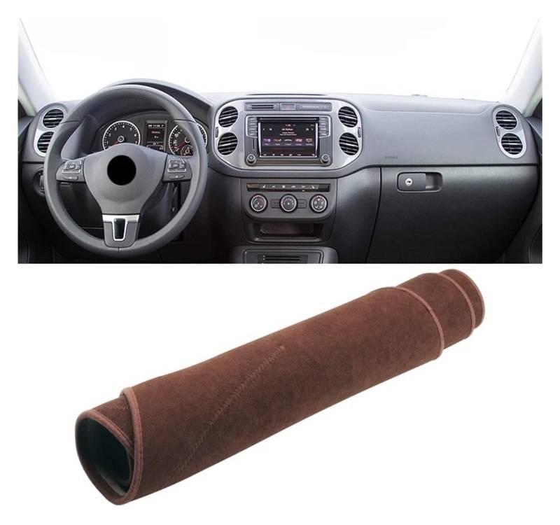 Armaturenbrett-Matte Für VW Für Tiguan 5N 2007 2008 2009 2010 2011 2012 2013 2014 2015 2016 Auto Dashboard Abdeckung Vermeiden Licht Matte Anti-Uv Teppich Armaturenbrett Abdeckung(B Brown LHD) von ONETREND