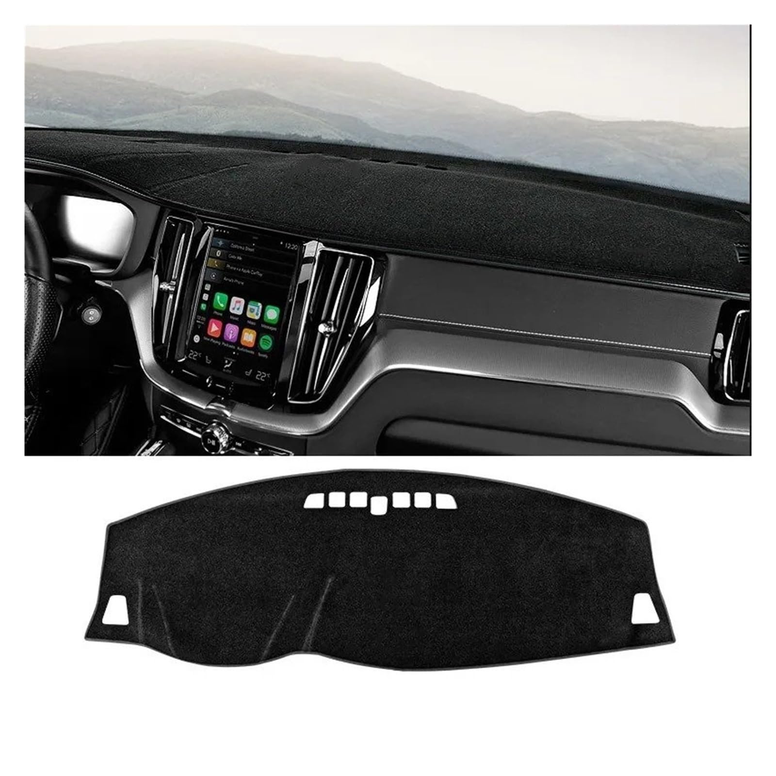 Armaturenbrett-Matte Für Volvo Für XC60 2022 LHD Auto Dashboard Abdeckung Staubdicht Sonnenschutz Instrument Plattform Teppich Matten Innen Zubehör Armaturenbrett Abdeckung(A Black Edge) von ONETREND