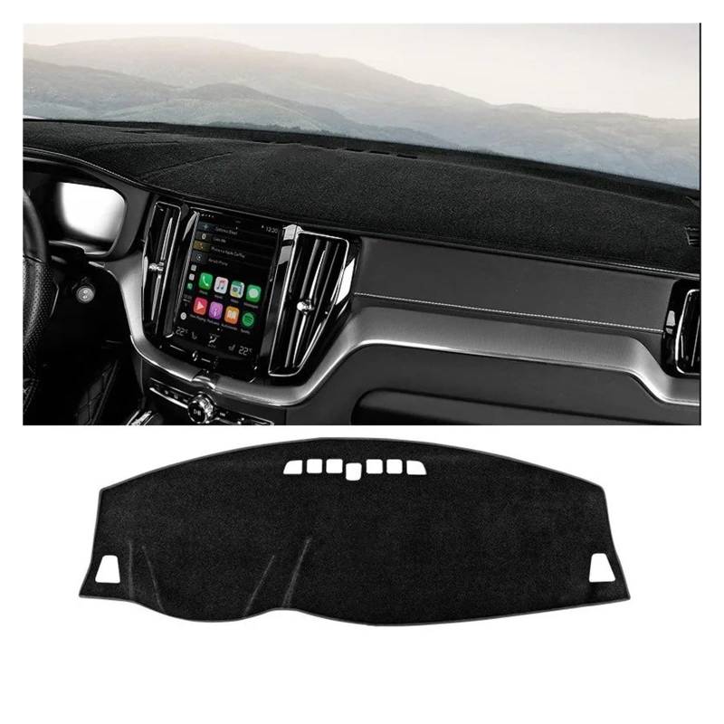 Armaturenbrett-Matte Für Volvo Für XC60 2022 LHD Auto Dashboard Abdeckung Staubdicht Sonnenschutz Instrument Plattform Teppich Matten Innen Zubehör Armaturenbrett Abdeckung(A Black Edge) von ONETREND