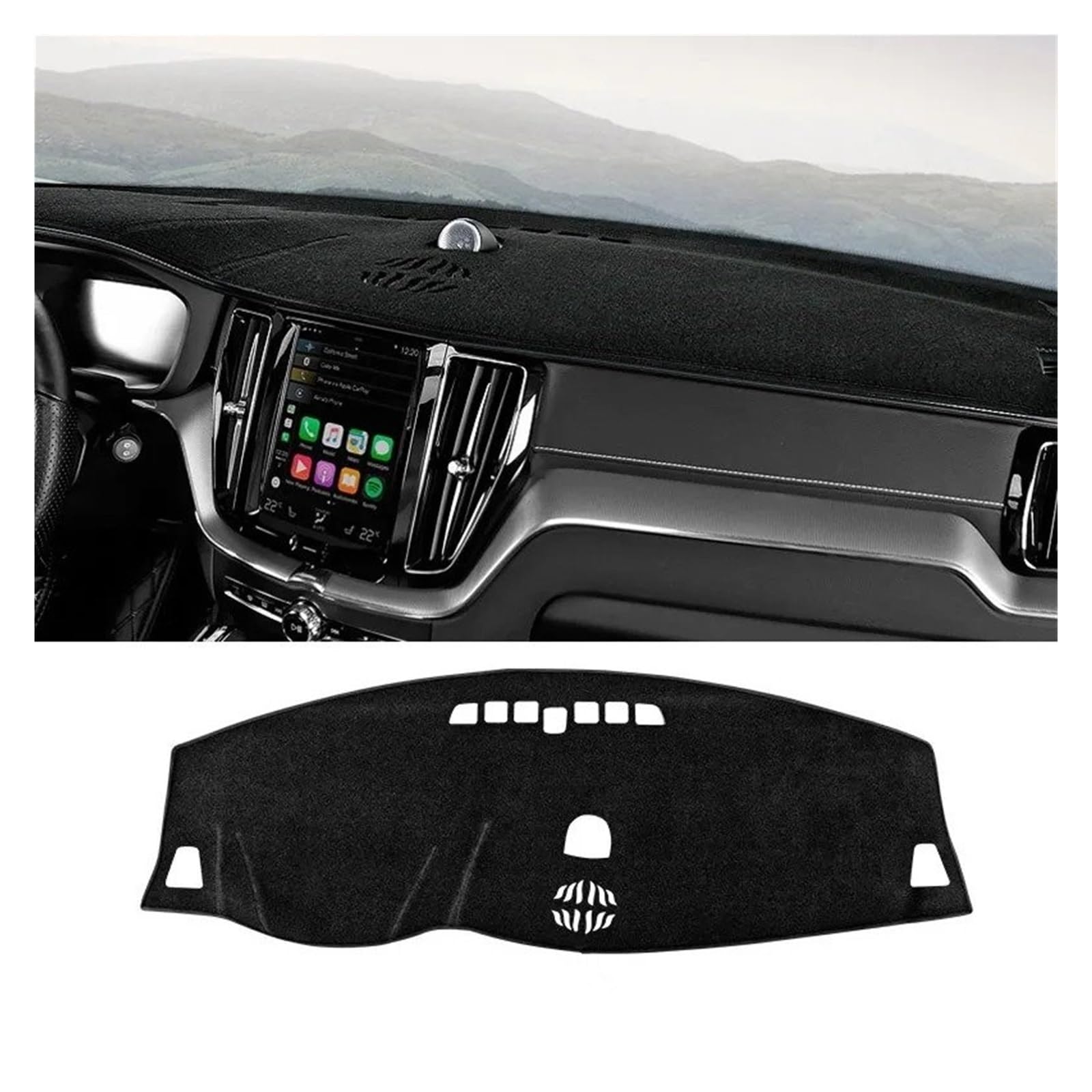 Armaturenbrett-Matte Für Volvo Für XC60 2022 LHD Auto Dashboard Abdeckung Staubdicht Sonnenschutz Instrument Plattform Teppich Matten Innen Zubehör Armaturenbrett Abdeckung(B Black Edge) von ONETREND