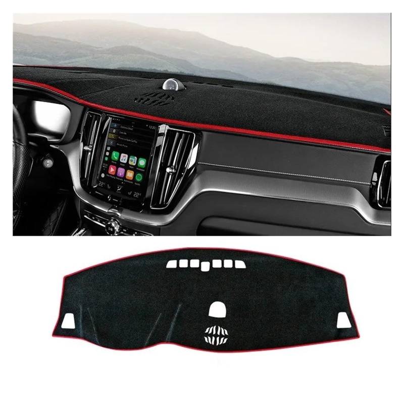 Armaturenbrett-Matte Für Volvo Für XC60 2022 LHD Auto Dashboard Abdeckung Staubdicht Sonnenschutz Instrument Plattform Teppich Matten Innen Zubehör Armaturenbrett Abdeckung(B Red Edge) von ONETREND