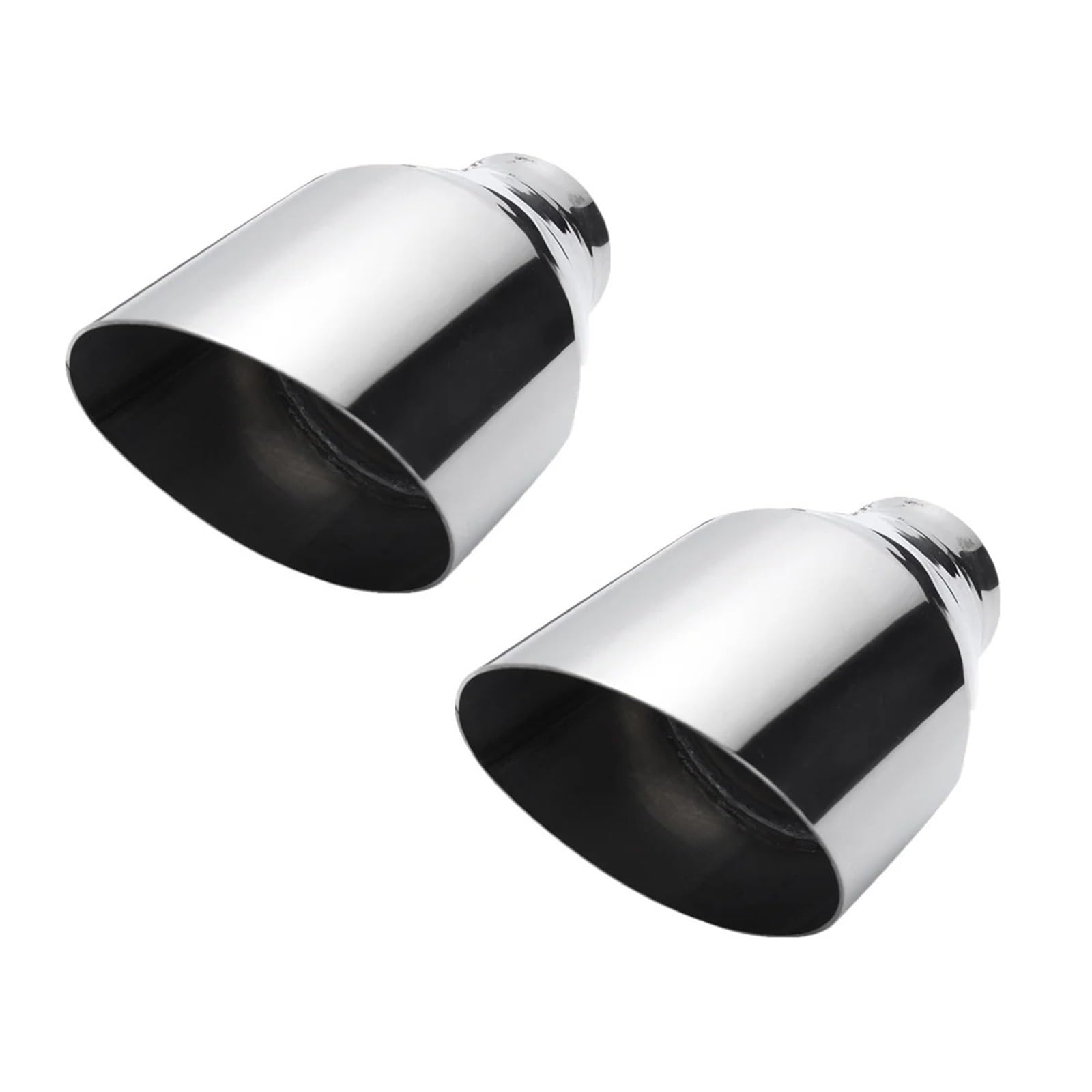 Endrohrblende 1/2 STÜCKE 57mm Einlass 101mm Auslass Universal Auto Auspuffspitze Auspuffrohr Schalldämpfer Doppelwandiges Hinteres Endrohr Edelstahl Auto Auspuff Endrohr(2pcs) von ONETREND