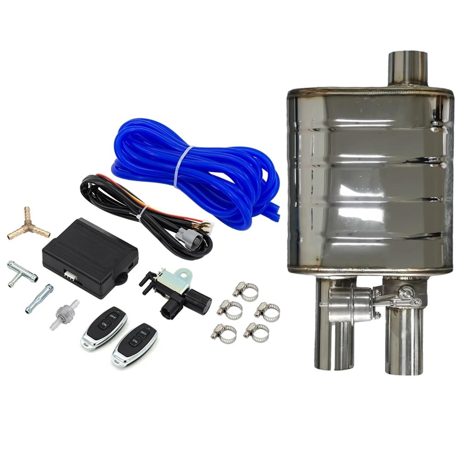 Endrohrblende 2,0" 2,5" Oder 3" IN/OUT-Spitze Universal-Auspuffschalldämpfer Einzeleinlass Doppelauslass H-Typ Vakuumschalldämpfer Pumpen-Abschaltventilsteuerung Auto Auspuff Endrohr(51MM LEFT Control von ONETREND