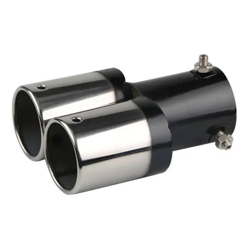 Endrohrblende Auto-Auspuff-Schalldämpferspitze Einzel-/Doppelauslass Rund Edelstahl Auto-Heck Chrom Rund Auspuffrohr Endschalldämpferspitze Auto Auspuff Endrohr(J Straight Bend) von ONETREND