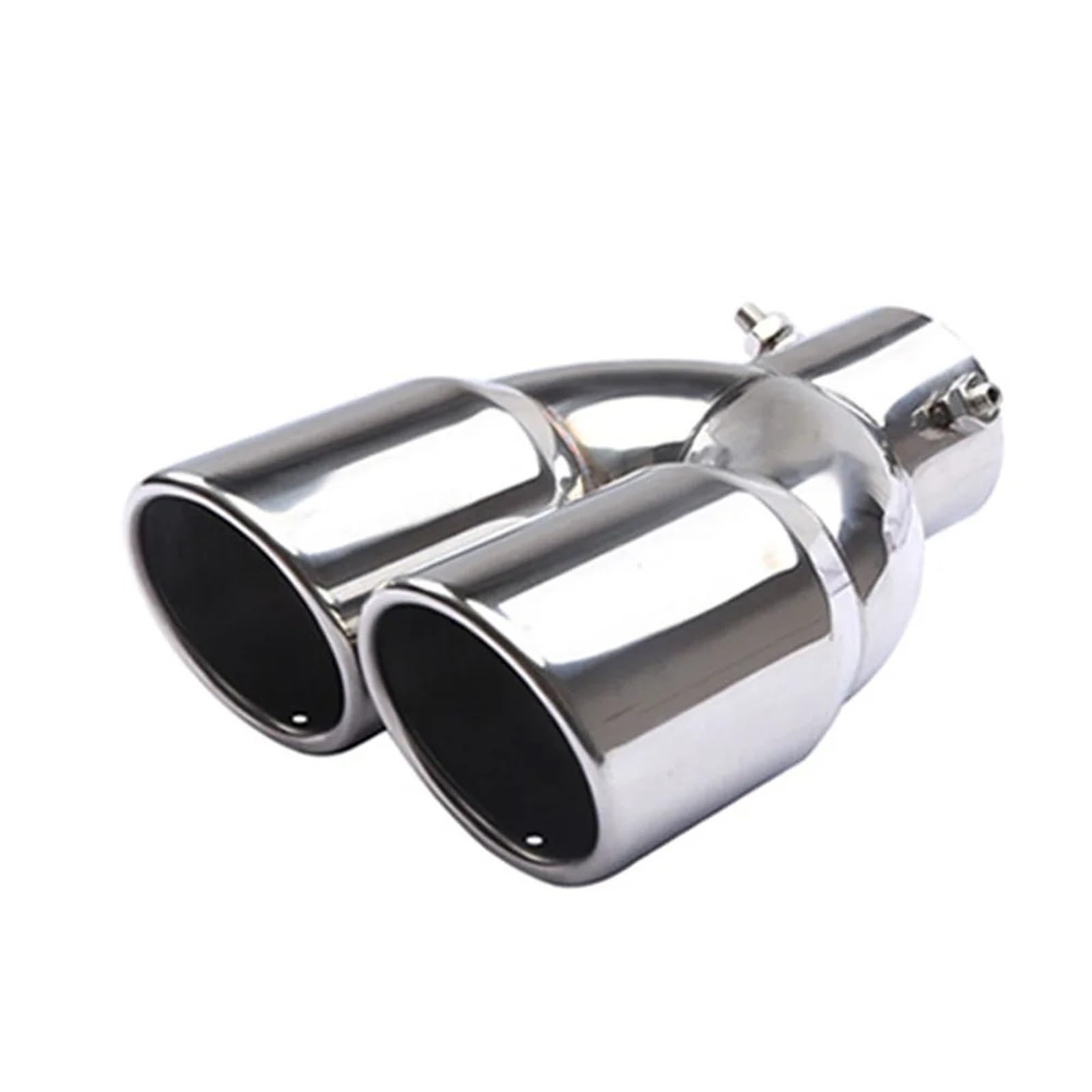 Endrohrblende Auto-Auspuffspitze Einlass 63 Mm Edelstahl Auspuffrohr Endrohr 76 Zoll Schräg Doppelauslass Auspuffanlagen Düsenschalldämpfer Auto Auspuff Endrohr(63-76mm Silver) von ONETREND
