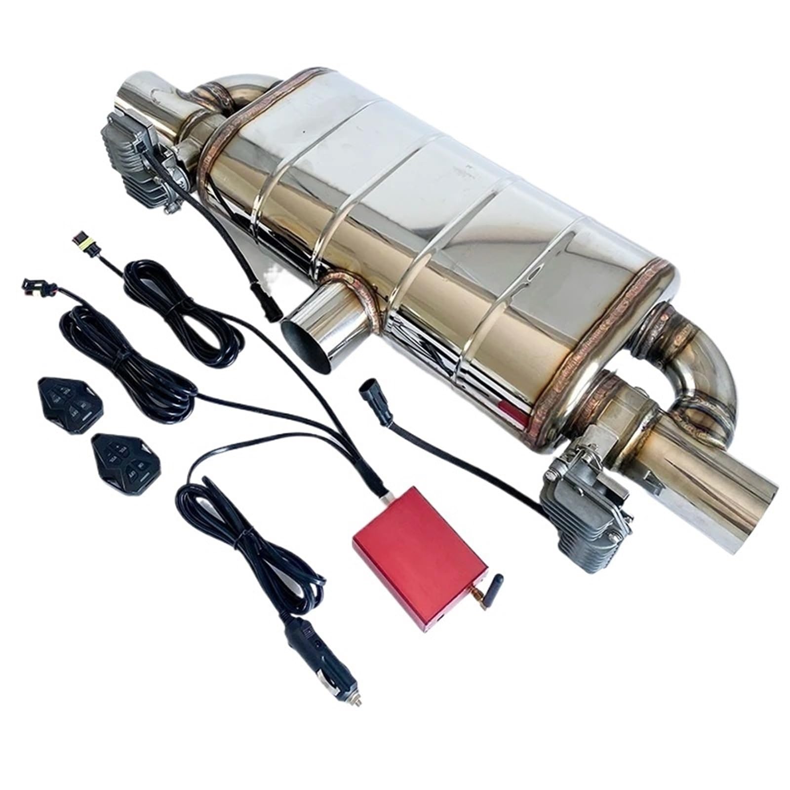 Endrohrblende Autoauspuffgeräusche Kleines Schalldämpfersystem SS304 Elektrisches Ventil Schalldämpfer Fernbedienung Einstellbar Offener Modifikationssatz Auto Auspuff Endrohr(51mm to 51mm) von ONETREND