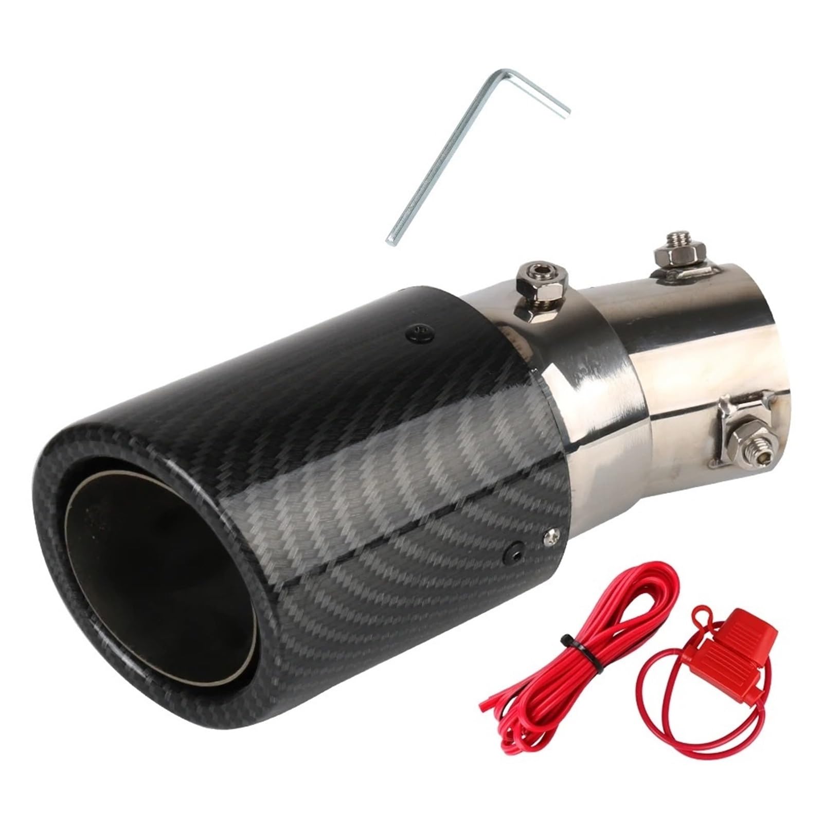 Endrohrblende Blinkendes Dekoratives Licht Rennwagen Schalldämpfer Auspuffrohr 63-65mm Heckentlüftung Flaming Luminous Motorrad Universal Auto Auspuff Endrohr(Blue Light Curved) von ONETREND