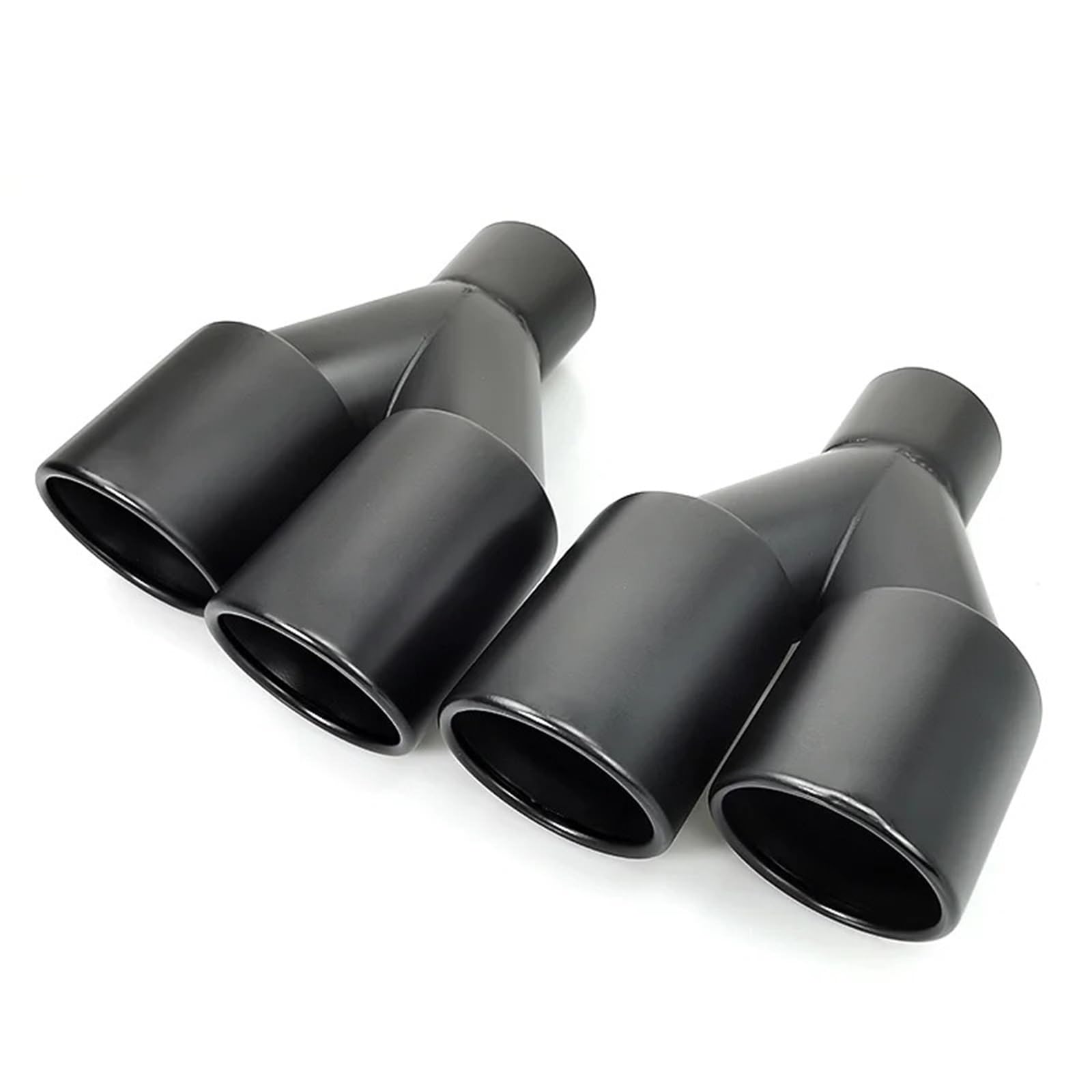 Endrohrblende Doppelte Auspuffspitze Doppelwandig Gerollte Kante Edelstahl Schwarz Pulverbeschichtet Anschweißbares Schalldämpfer-Endrohr Auto Auspuff Endrohr(Left inlet63mm) von ONETREND