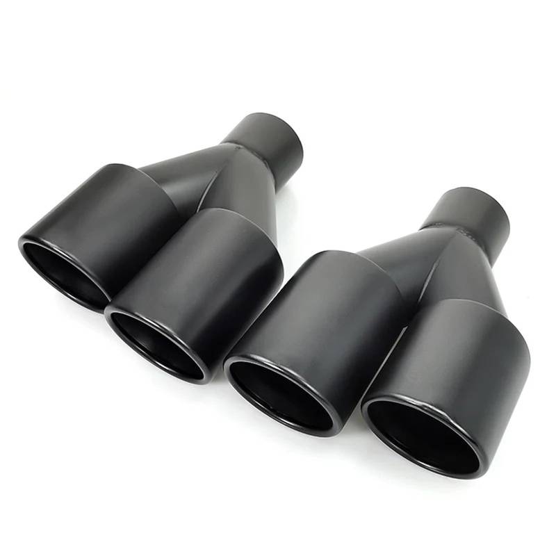 Endrohrblende Doppelte Auspuffspitze Doppelwandig Gerollte Kante Edelstahl Schwarz Pulverbeschichtet Anschweißbares Schalldämpfer-Endrohr Auto Auspuff Endrohr(Left inlet63mm) von ONETREND