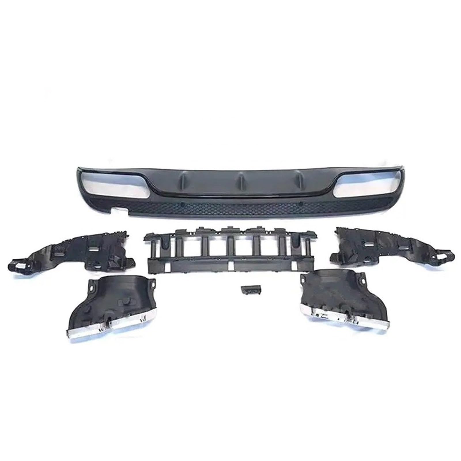 Endrohrblende Für Benz C-Klasse W205 C200 C220 Limousine Umbau Auf C63 Für AMG 2015-2018 Look Sport PP Heckstoßstangenlippendiffusor Mit Auspuffblenden Auto Auspuff Endrohr(Black Trims) von ONETREND
