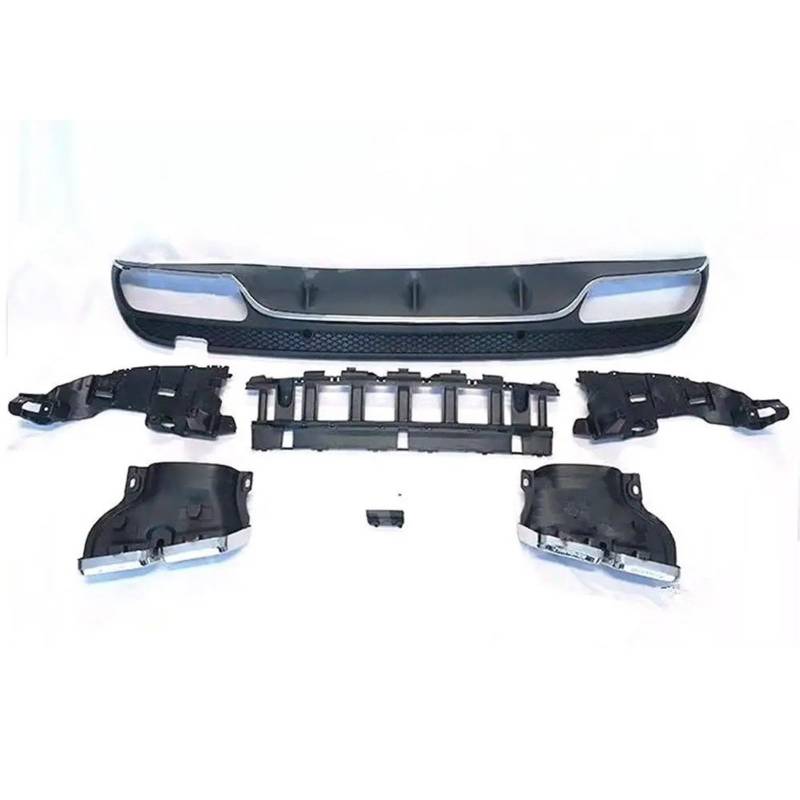 Endrohrblende Für Benz C-Klasse W205 C200 C220 Limousine Umbau Auf C63 Für AMG 2015-2018 Look Sport PP Heckstoßstangenlippendiffusor Mit Auspuffblenden Auto Auspuff Endrohr(Silver Trims) von ONETREND