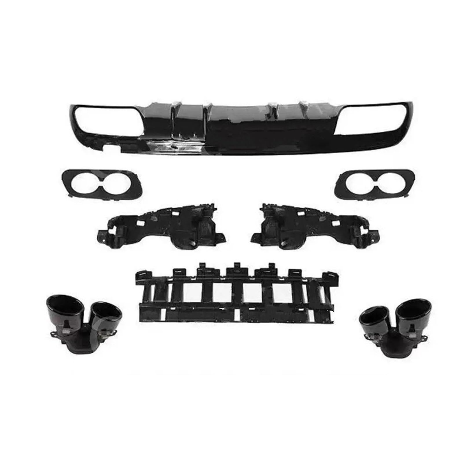 Endrohrblende Für Benz C-Klasse W205 C43 C63 Limousine Sport 2015-2020 Heckstoßstangen-Diffusorlippe Mit Auspuffspitzen Body Kits Zubehör Auto Auspuff Endrohr(Black) von ONETREND