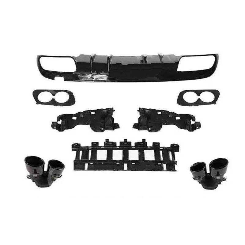 Endrohrblende Für Benz C-Klasse W205 C43 C63 Limousine Sport 2015-2020 Heckstoßstangen-Diffusorlippe Mit Auspuffspitzen Body Kits Zubehör Auto Auspuff Endrohr(Black) von ONETREND