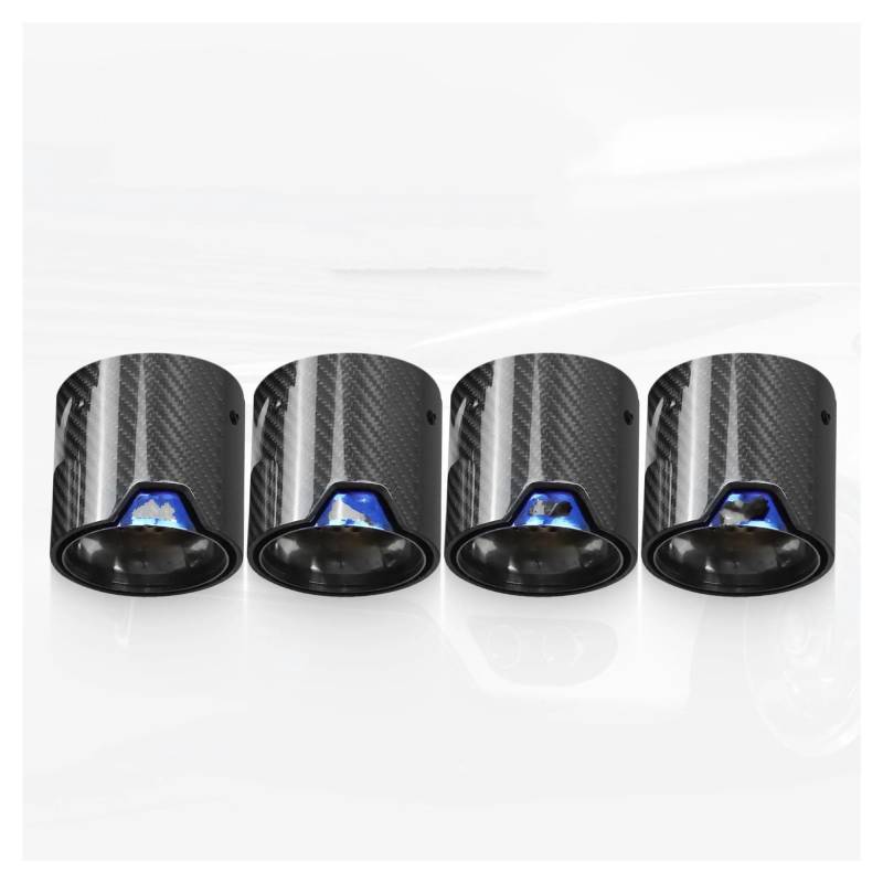 Endrohrblende Für M5 F90 Glänzend Kohlefaser Modifizierter Schalldämpfer Auto Auspuff Endrohr Düsen ER Auspuffspitzen Auto Auspuff Endrohr(4PCS Blue ER) von ONETREND