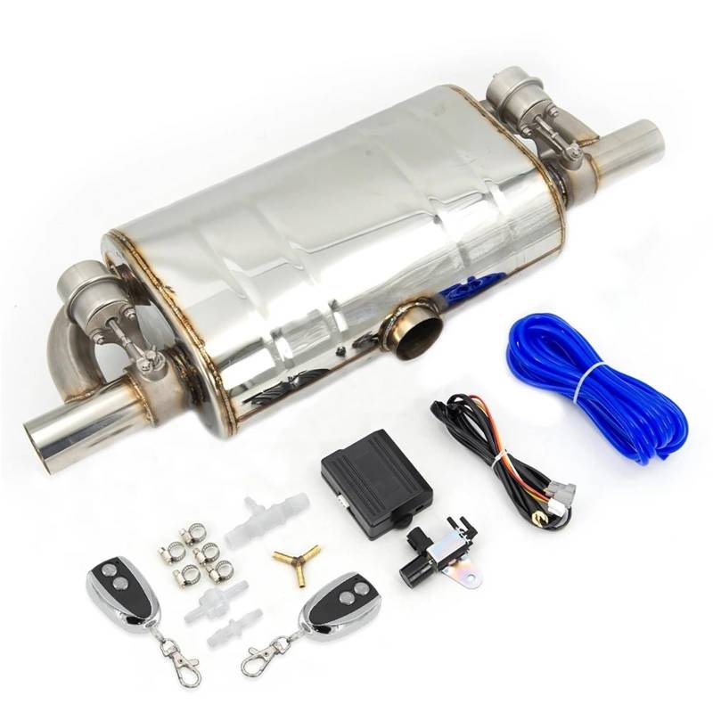 Endrohrblende Universal T-förmiges Auto-Auspuffrohr Vakuumpumpe Variable Ventilschalldämpfer Fernbedienung Edelstahl EIN Einlass Zwei Auslass 63 Mm Auto Auspuff Endrohr(Vacuum 76MM) von ONETREND