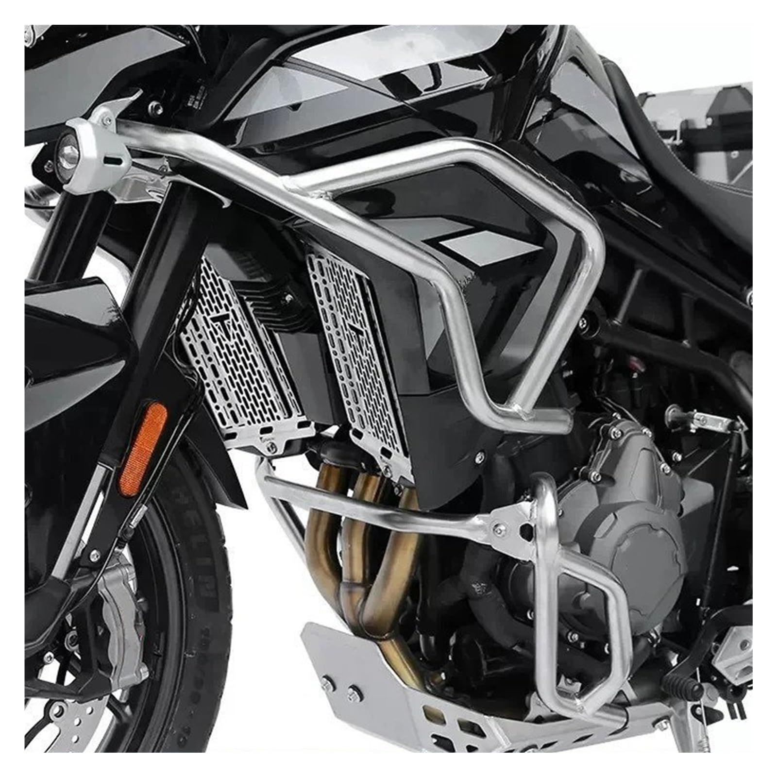 Motorrad Sturzbügel Für Triumph Für Tiger 850 900 GT Edelstahl Oberen Unteren Stoßfänger Motor Schutz Protector Crash Bar Motorrad Accessoreies Motorschutz Sturzbügel(Silver Lower Bumper) von ONETREND