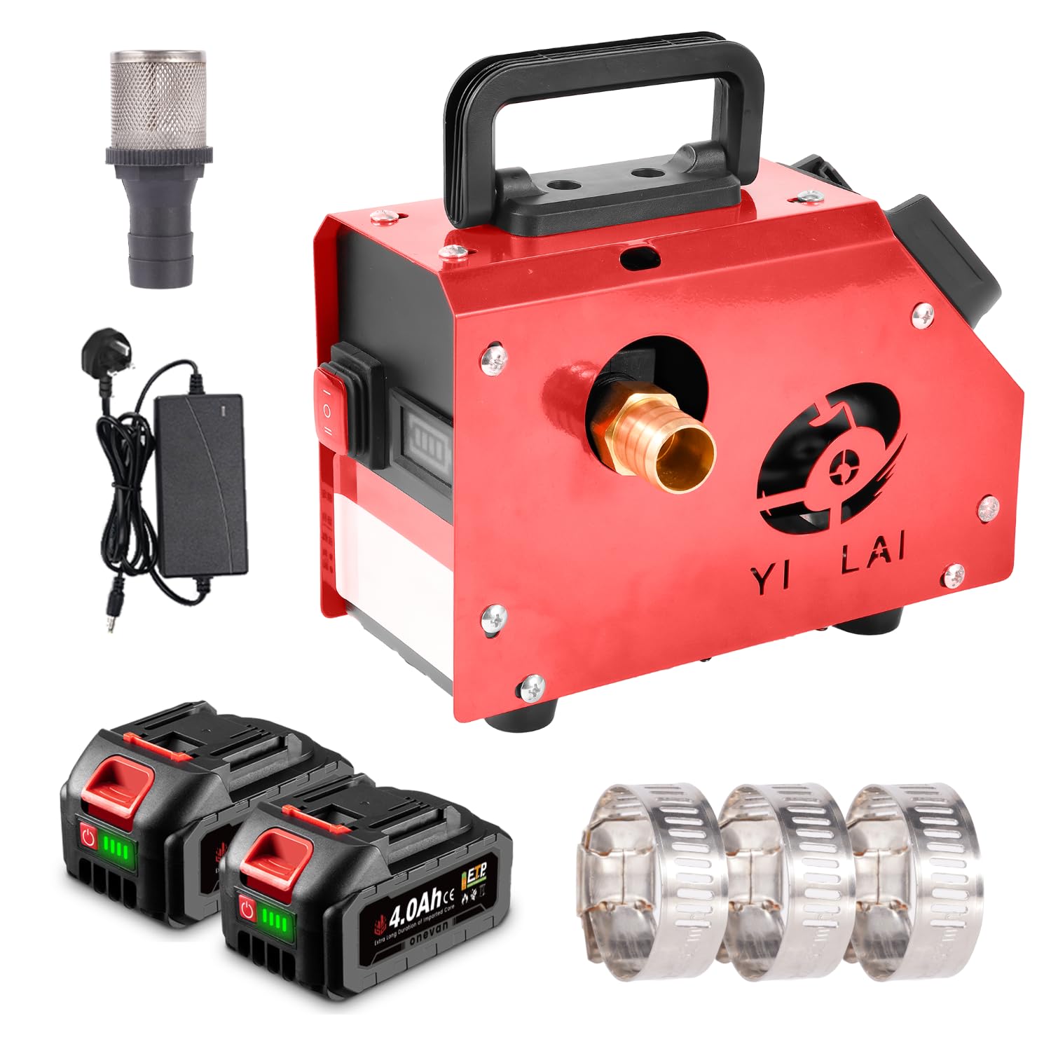ONEVAN Akku Dieselpumpe, Bürstenlos Ölpumpe Elektrisch mit 2 4000mAh Akkus, Max. 90L/min, Förderhöhe 10-20m, Doppelnutzung Öl und Wasser, Tragbare Förderpumpe für Diesel, Kerosin ONEVAN Akku Dieselpumpe, Bürstenlos Ölpumpe Elektrisch mit 2 4000mAh Akkus, Max. 90L/min, Förderhöhe 10-20m, Doppelnutzung Öl und Wasser, Tragbare Förderpumpe für Diesel, Kerosin von ONEVAN