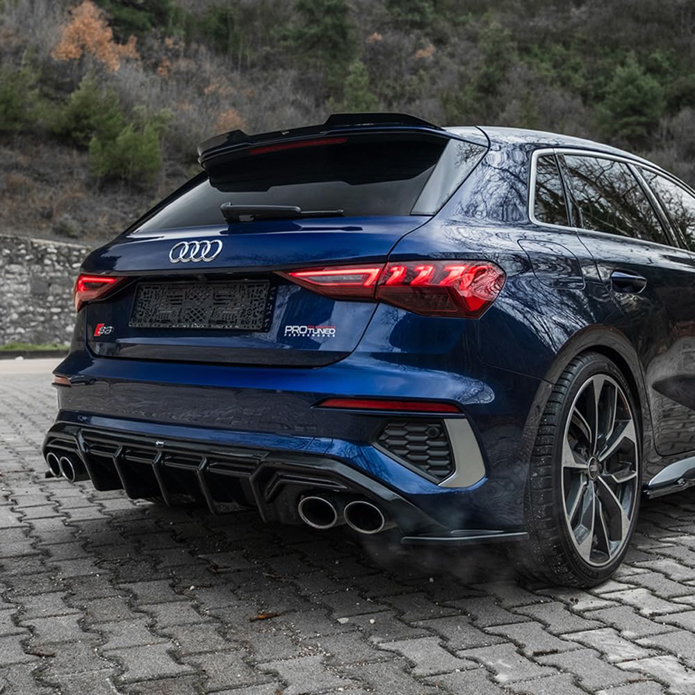 Oneway Heckschürzenansätze (Seitenteile) kompatibel mit Audi A3 8Y Sportback S3/S-Line 2020-2024 - Schwarz glänzend von ONEWAY AUTO ACCESSORIES