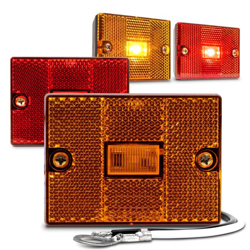 TRUE MODS 4 Stück 2x3 3x2 Zoll LED Seitenmarkierungsleuchten, Bernstein+Rot [DOT FMVSS-108] [SAE AP2] [Wasserdicht IP67] [Eingebauter Reflektor] für Bootsanhänger über 80 von ONLINE LED STORE