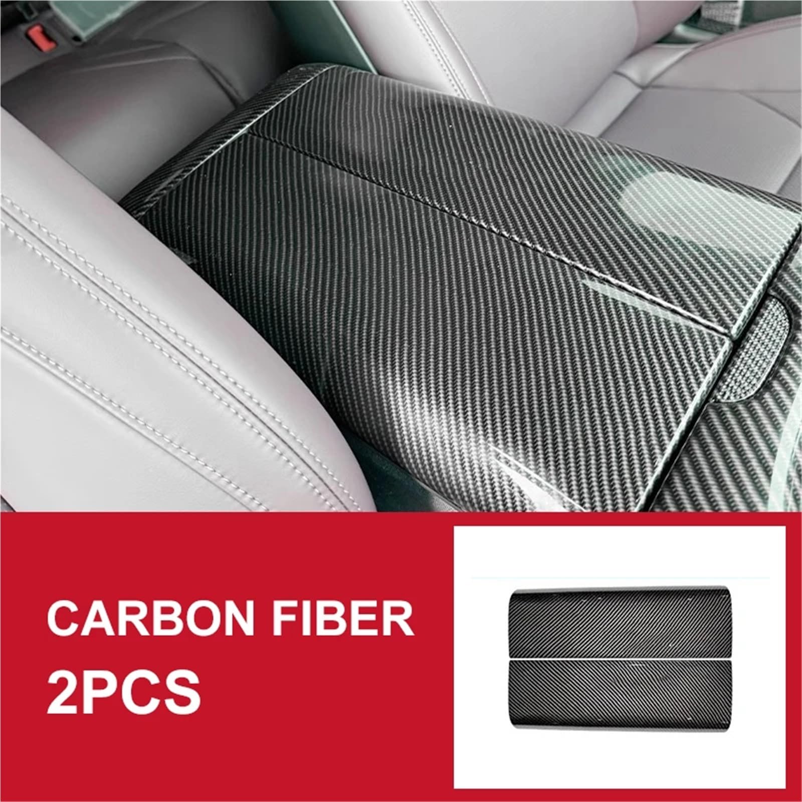 Armlehnenbox-Schutzabdeckung, kompatibel mit Xiaomi Su7 2024, Gehäuse, Mittelkonsole, Armlehnendeckel, Auto-Pad-Zubehör(Carbon Fiber 2Pcs) von OPALENDIR