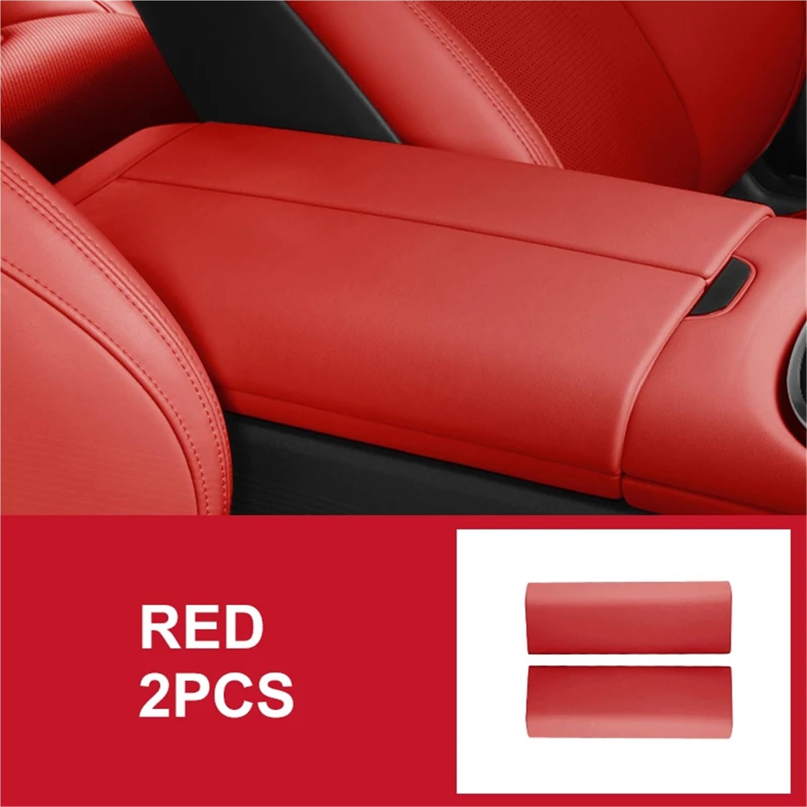 Armlehnenbox-Schutzabdeckung, kompatibel mit Xiaomi Su7 2024, Gehäuse, Mittelkonsole, Armlehnendeckel, Auto-Pad-Zubehör(Red 2Pcs) von OPALENDIR