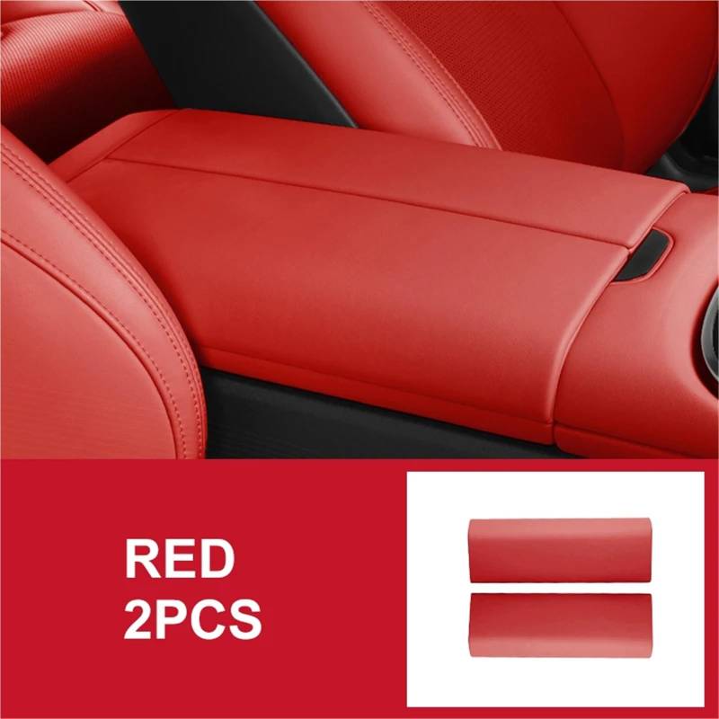 Armlehnenbox-Schutzabdeckung, kompatibel mit Xiaomi Su7 2024, Gehäuse, Mittelkonsole, Armlehnendeckel, Auto-Pad-Zubehör(Red 2Pcs) von OPALENDIR
